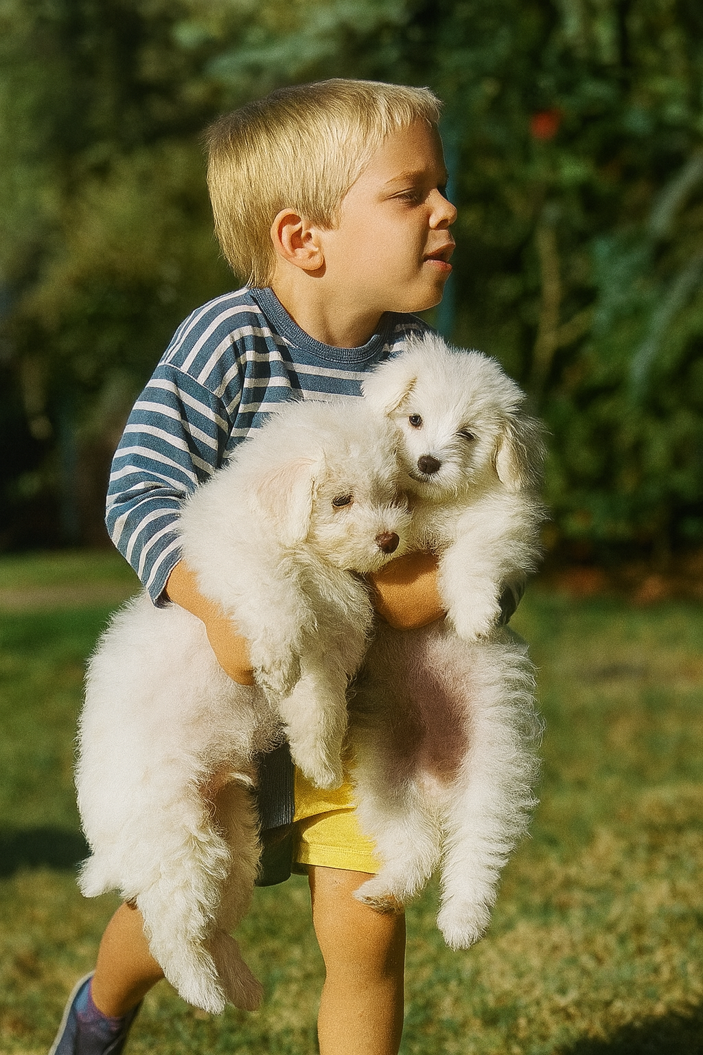 moi avec les deux bichons de mon enfance